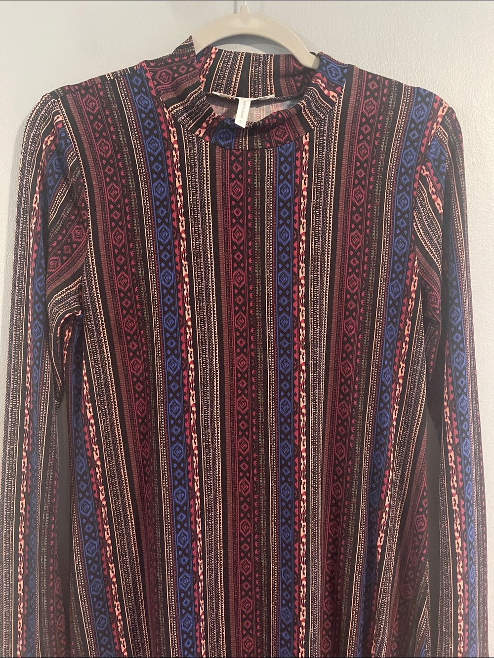 BCBGeneration A-Line Long Sleeve Mock Neck Dress Multi Tribal Size S - Picture 4 of 6